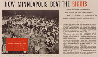 How Minneapolis Beat the Bigots by Clive Howard, Oct 1951. Image © Amistad Research Center